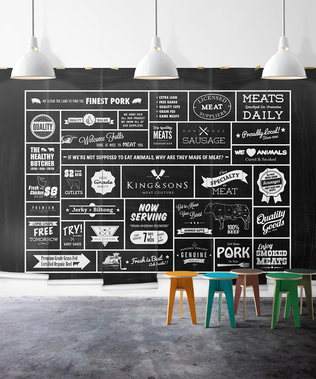 Butcher Chalkboard Wall Mural