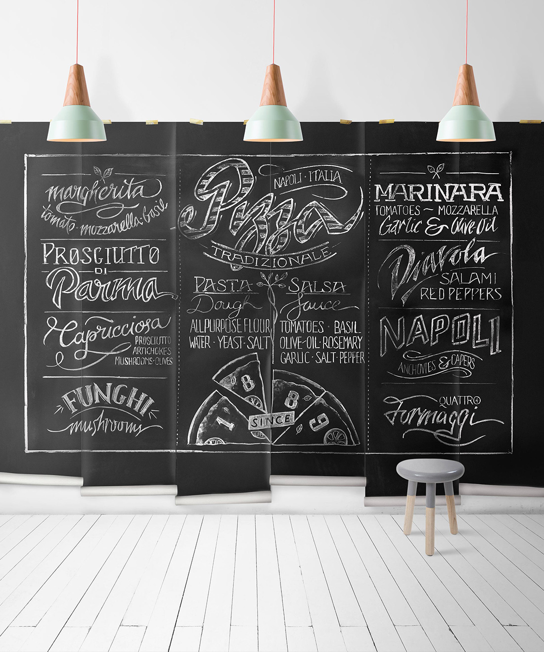 Chalkboard Pizza Mural