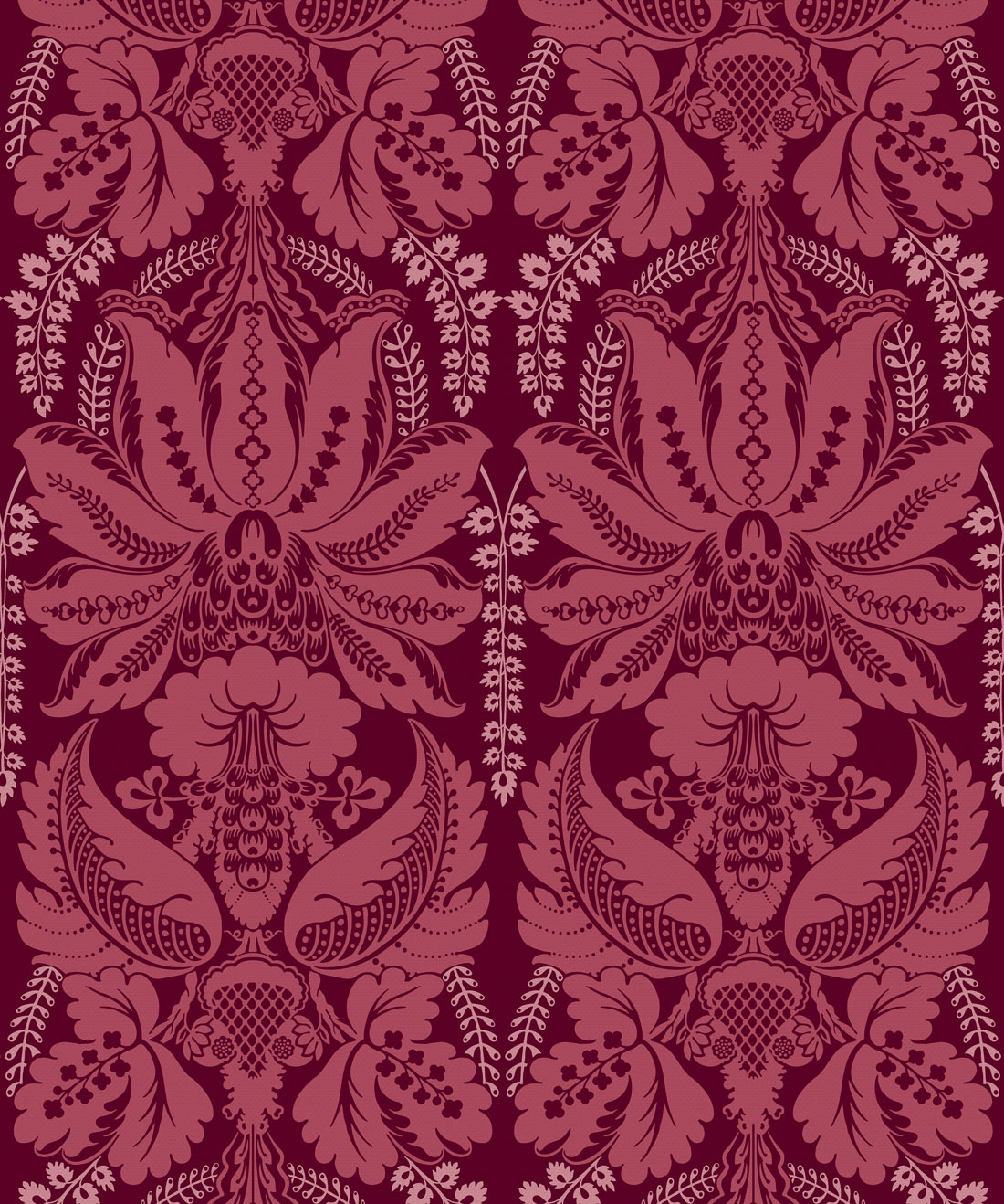 Windsor Wallpaper in Crimson is a victorian wallpaper