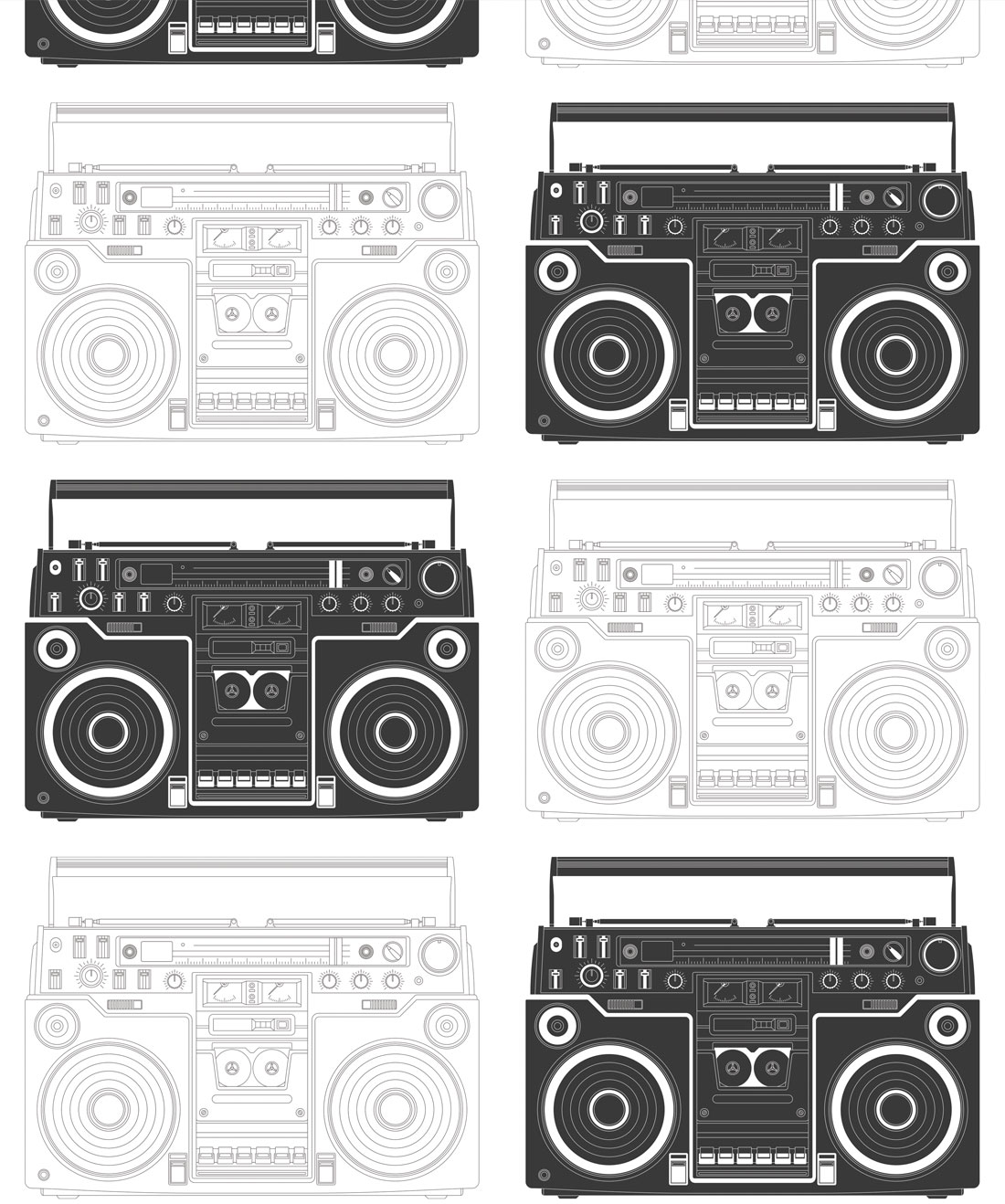 Boom Box Retro Music Wallpaper