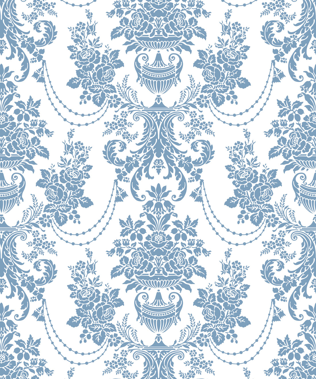 Imperial Wallpaper Dusk Blue is a classic damask wallpaper