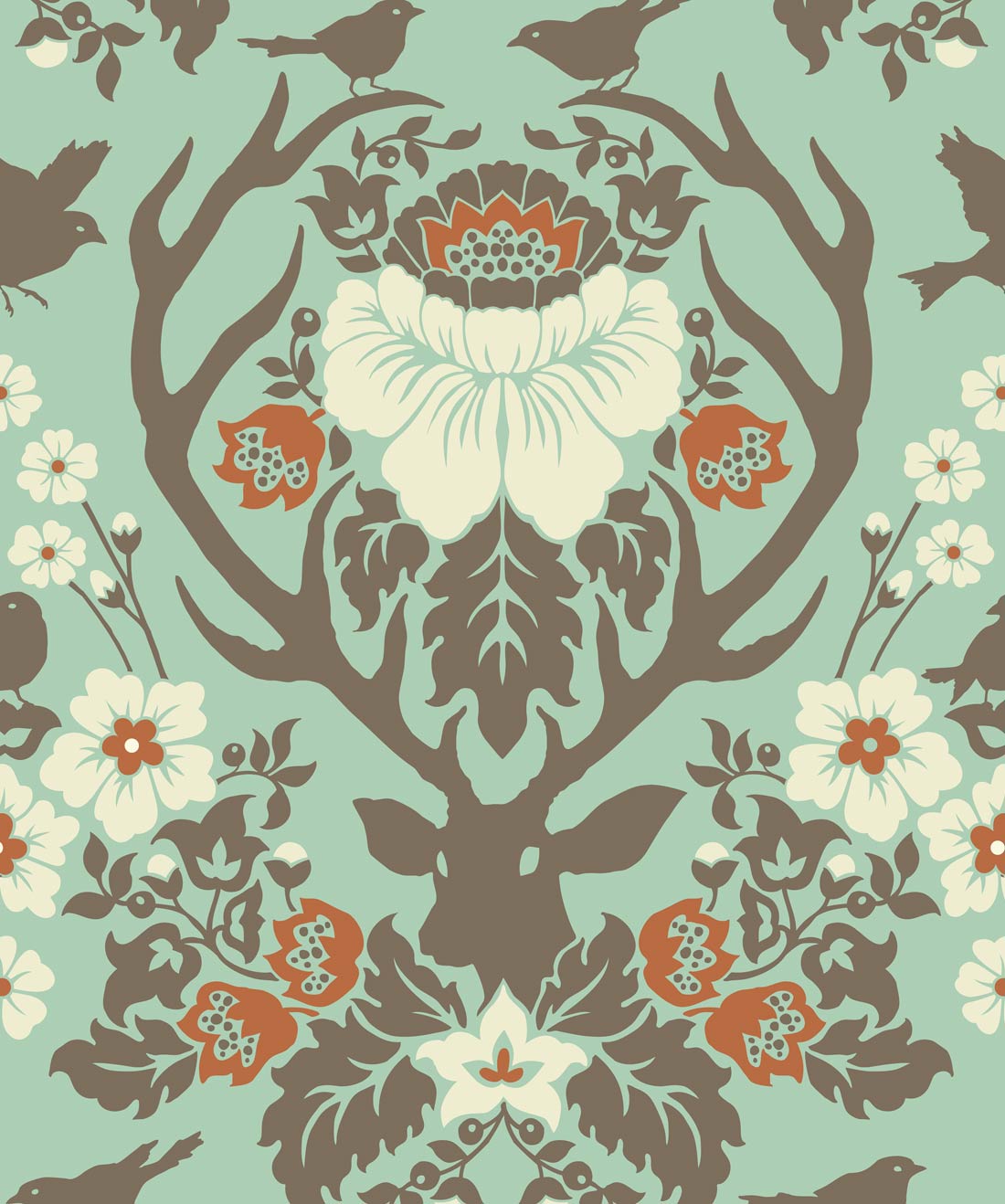 Antler Damask is a stag damask wallpaper