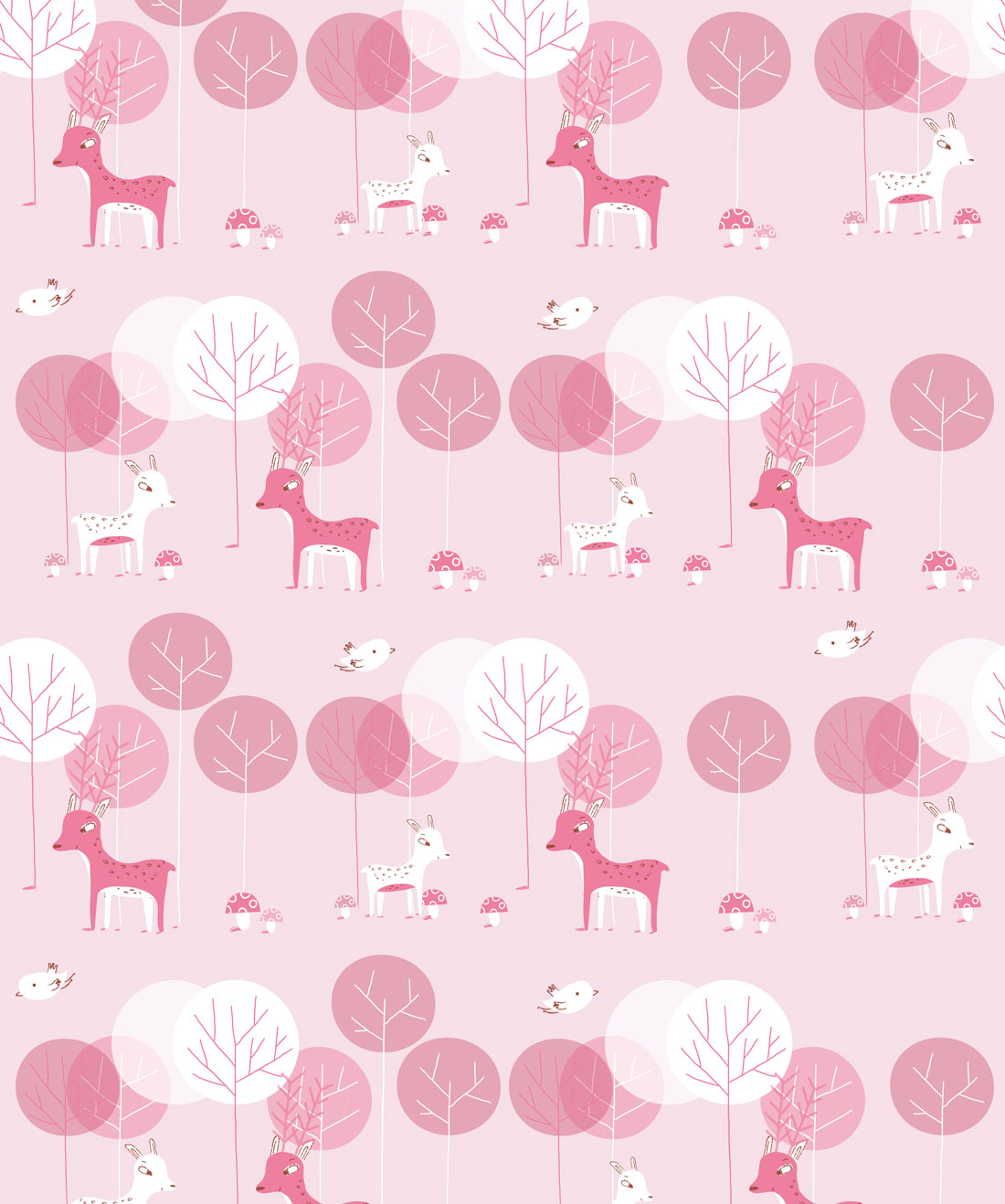 I Heart Deers is a Playful Pink Wallpaper