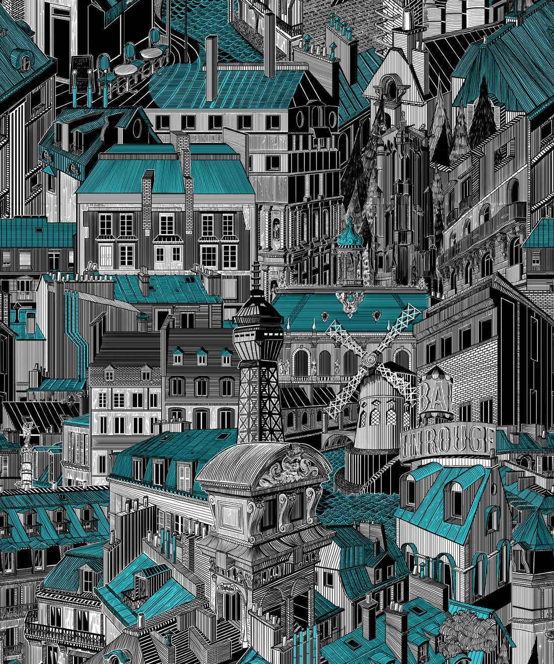 Paris Rooftops Blue