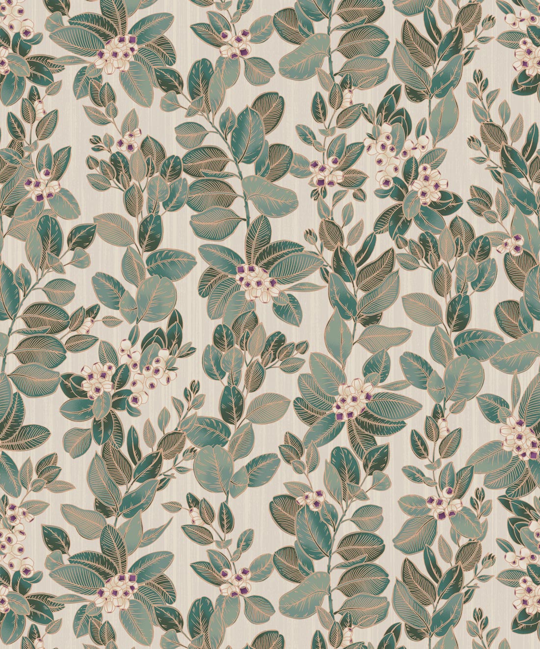 Eucalyptus Wallpaper • Australian plant • Eloise Short • Vintage Floral Wallpaper • Granny Chic Wallpaper • Grandmillennial Style Wallpaper • Pearl • Swatch