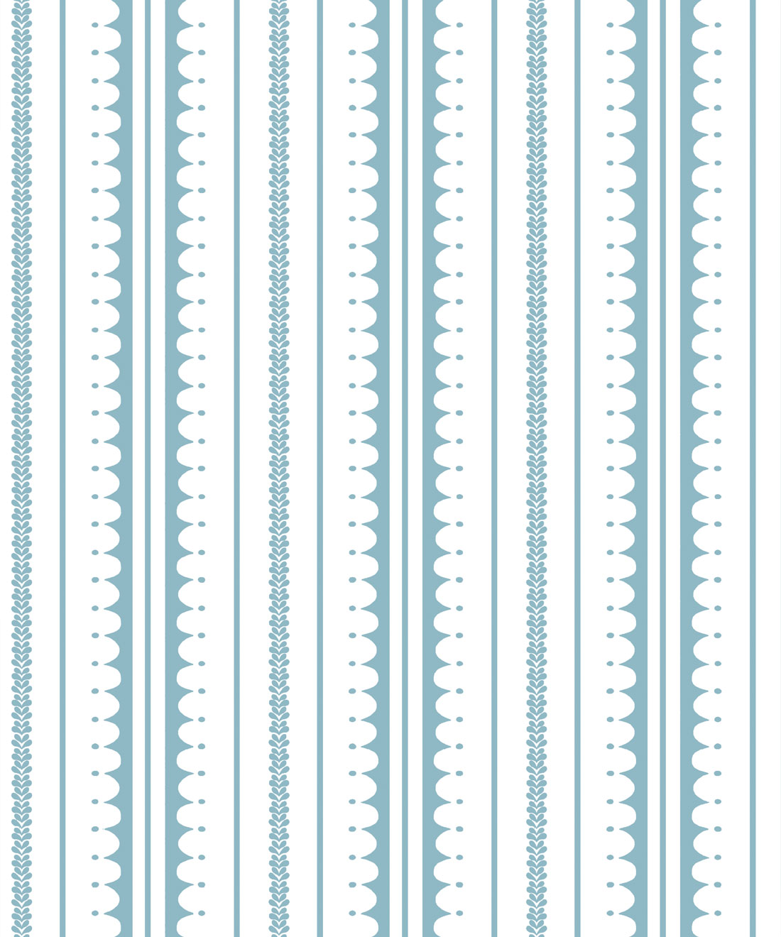 La Grand Coquille • Stripe and Scallop Wallpaper • Powder Blue • Swatch