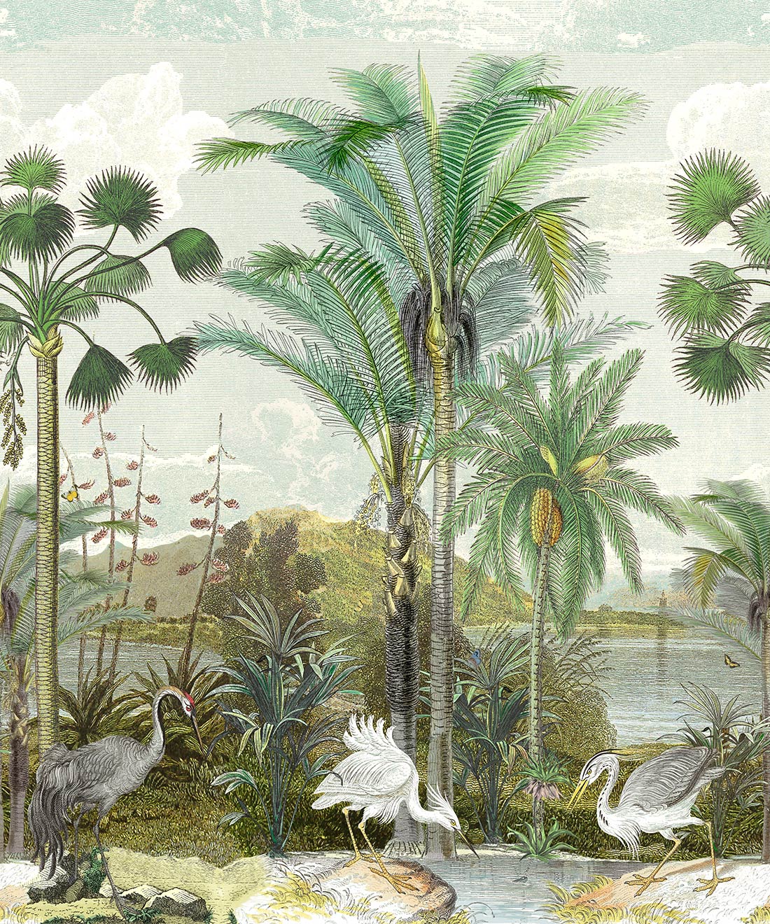 South Asian Wallpaper Mural •Bethany Linz • Palm Tree Mural • Blue • Swatch
