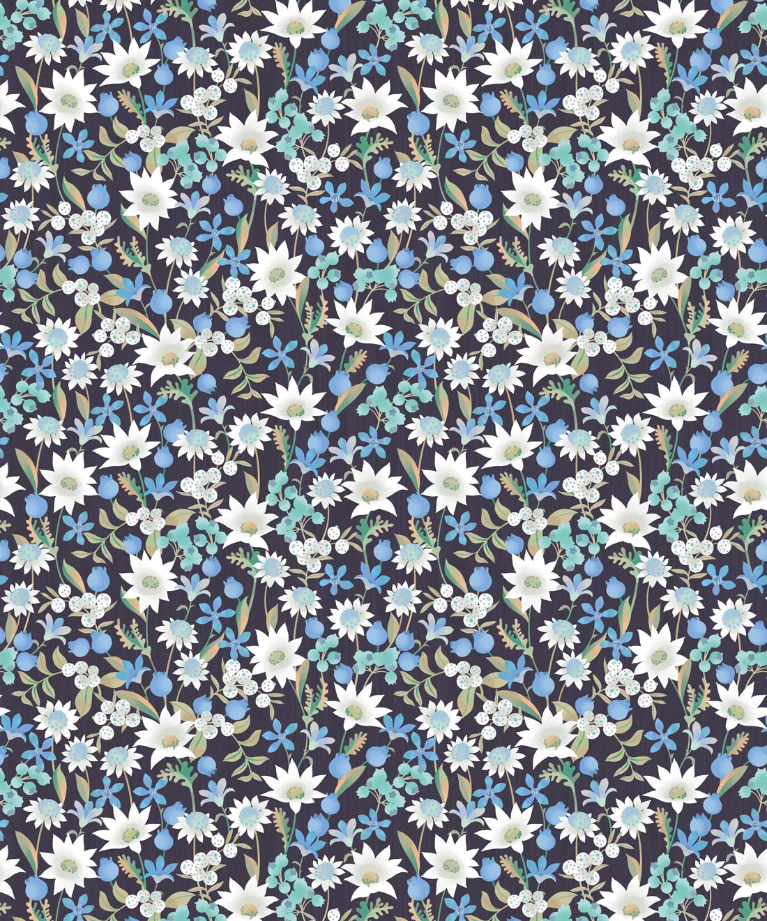 Flannel Flowers Wallpaper • Blue Wallpaper • Swatch