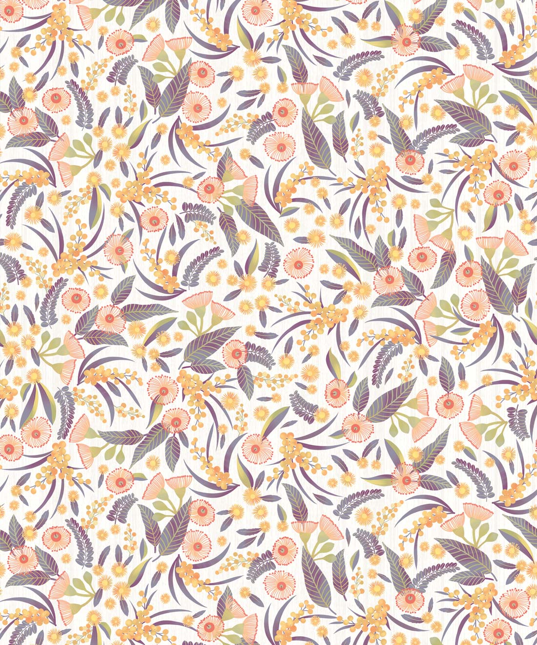 Gum Blossom Wallpaper • Australian Floral • Ivory • Insitu