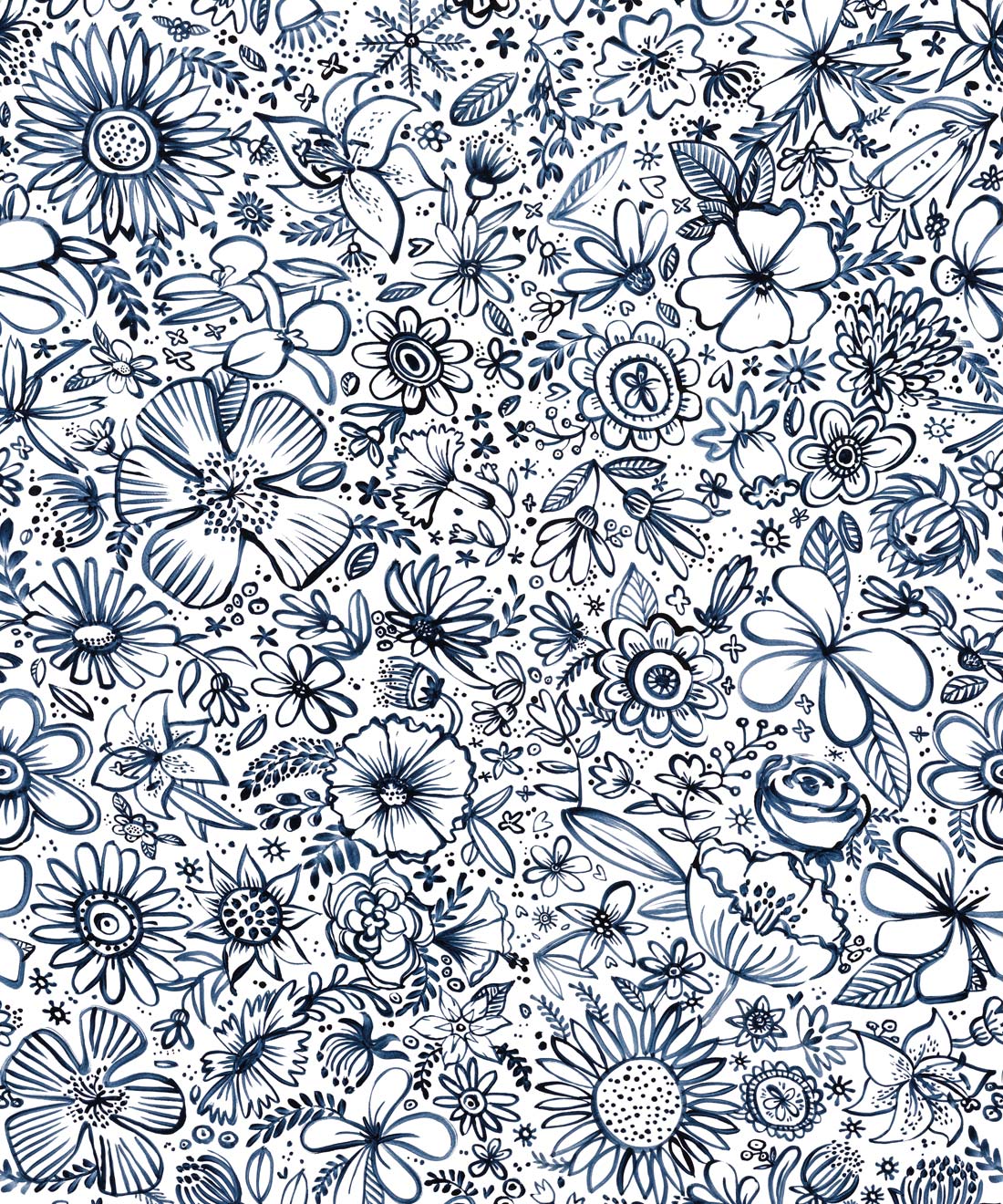 Lifelines Wallpaper • painted flower • Floral Wallpaper • Swatch