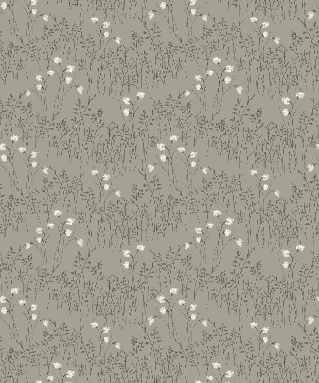 Cotton Grass Wallpaper • flowing grassland • Hackney & Co. • Moss Green • Swatch