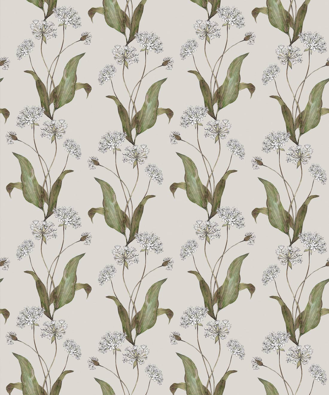 Wild Garlic Wallpaper • Hackney & Co. • Light Stone • Swatch