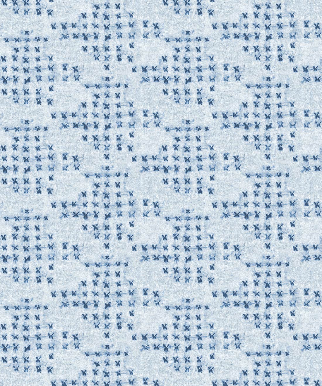 Barre Reversed Wallpaper • Hand Stitched geometric • Shibori • Indigo • Swatch
