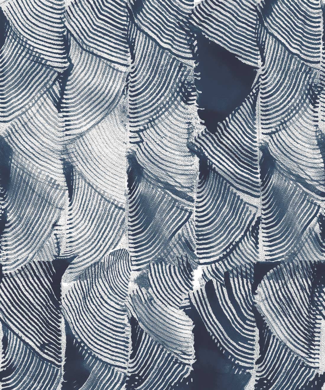 Tassel Fern Wallpaper • Modern Tie-Dye • Shibori • Indigo • Swatch