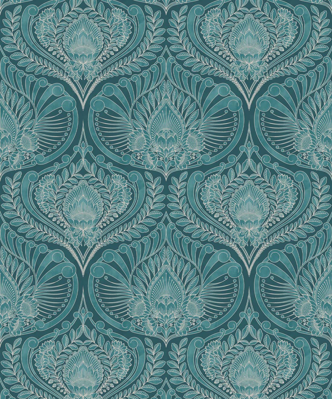 Baroque Fusion Wallpaper • Ornate Luxurious • Teal • Swatch