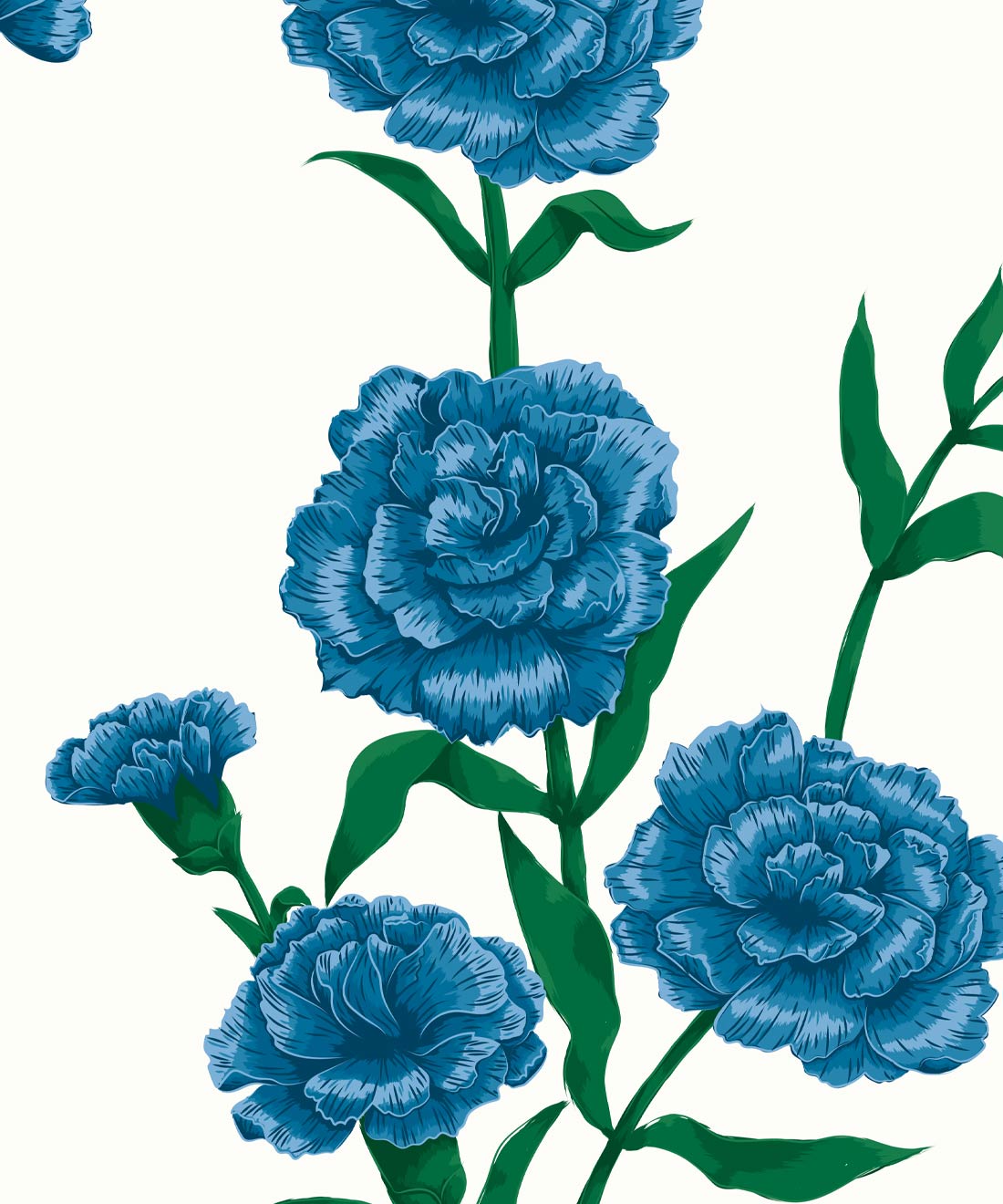 What In Carnation Wallpaper • Floral Wallpaper • Bradshaw Blue • Swatch