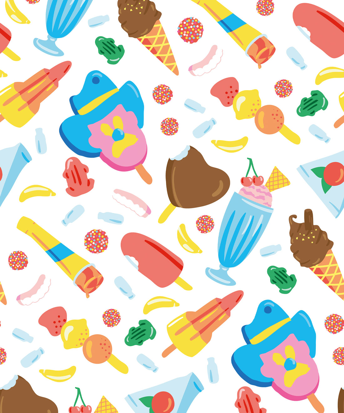 Billie Wallpaper • Food Candy Playful Kids • Grey • Swatch