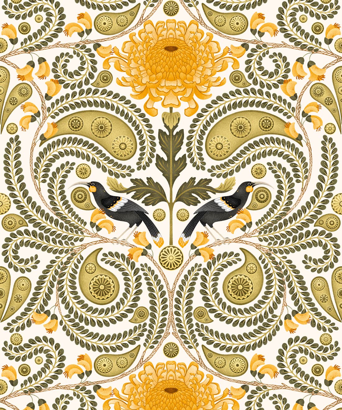Huai & Chrysanthemums Wallpaper • Spring • Swatch