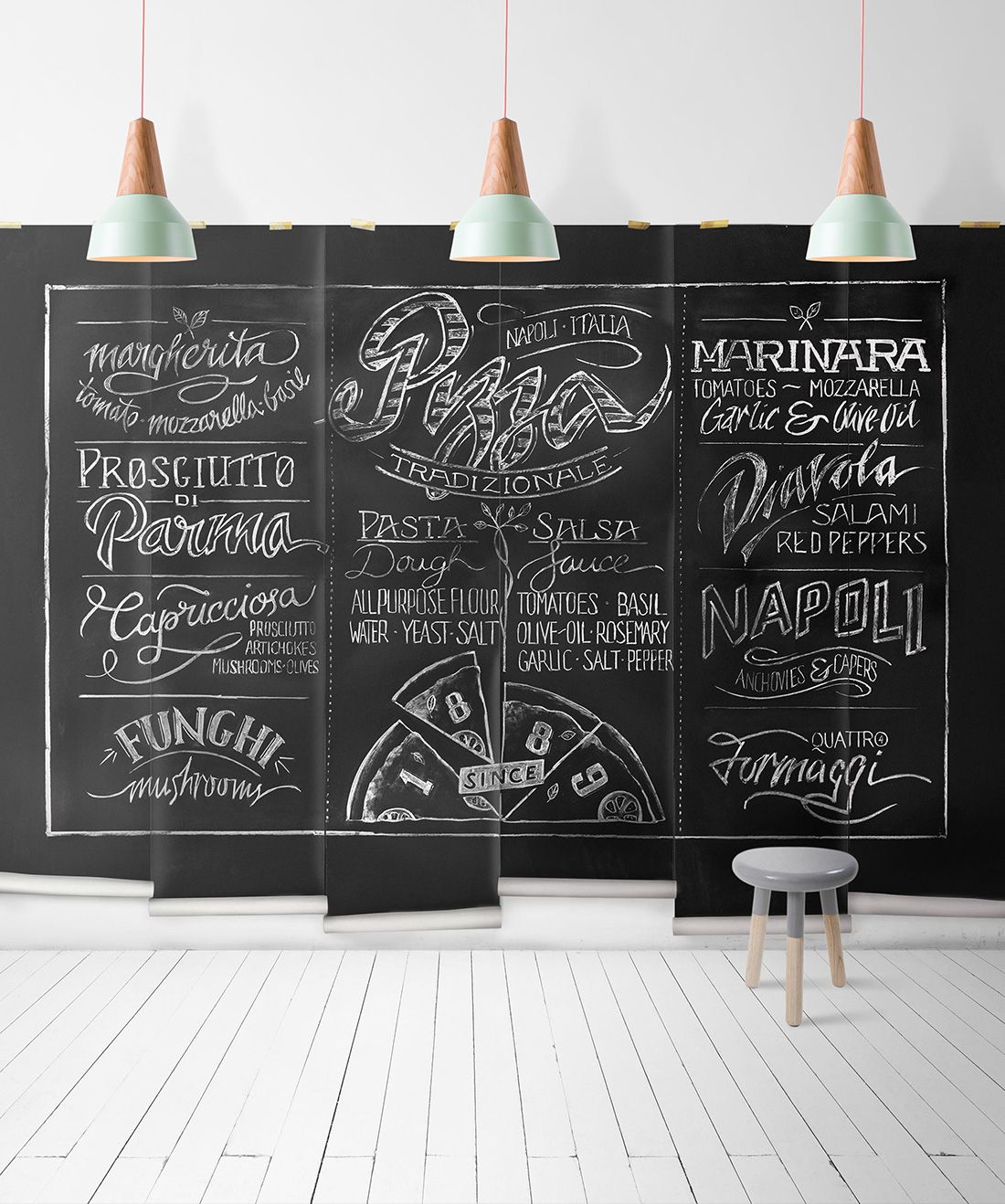 Chalkboard Pizza Mural