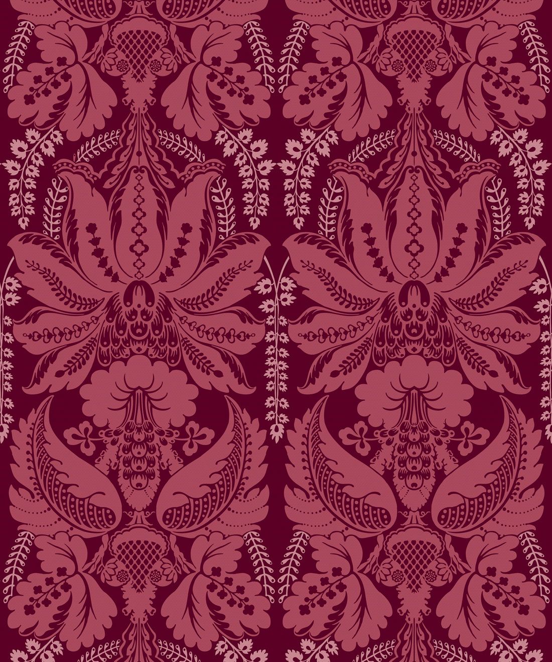 Windsor Wallpaper in Crimson is a victorian wallpaper