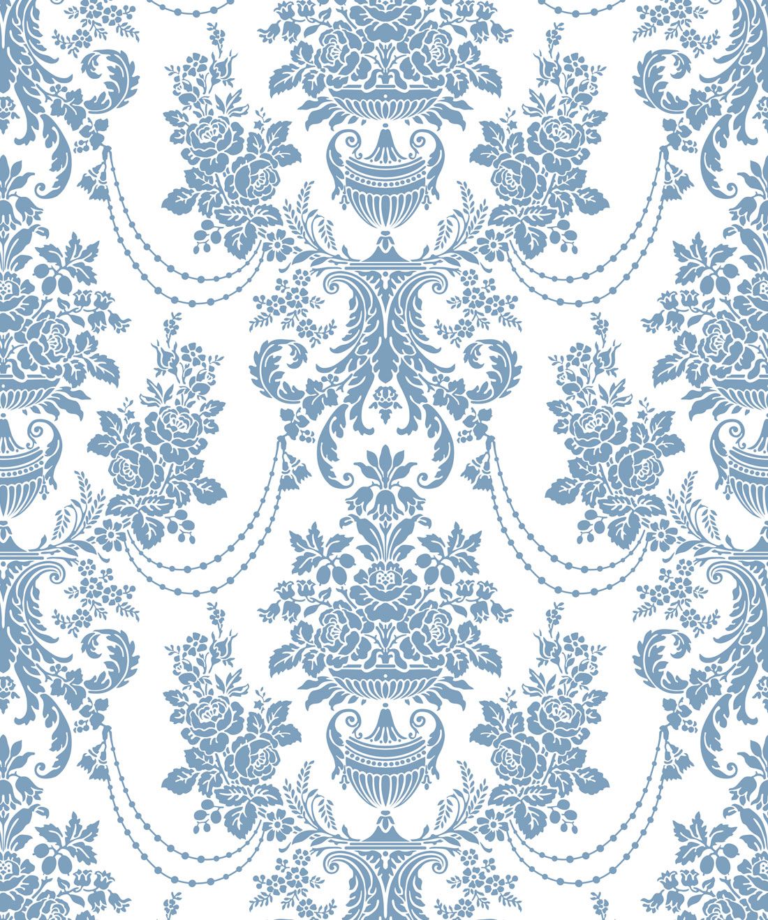 Imperial Wallpaper Dusk Blue is a classic damask wallpaper