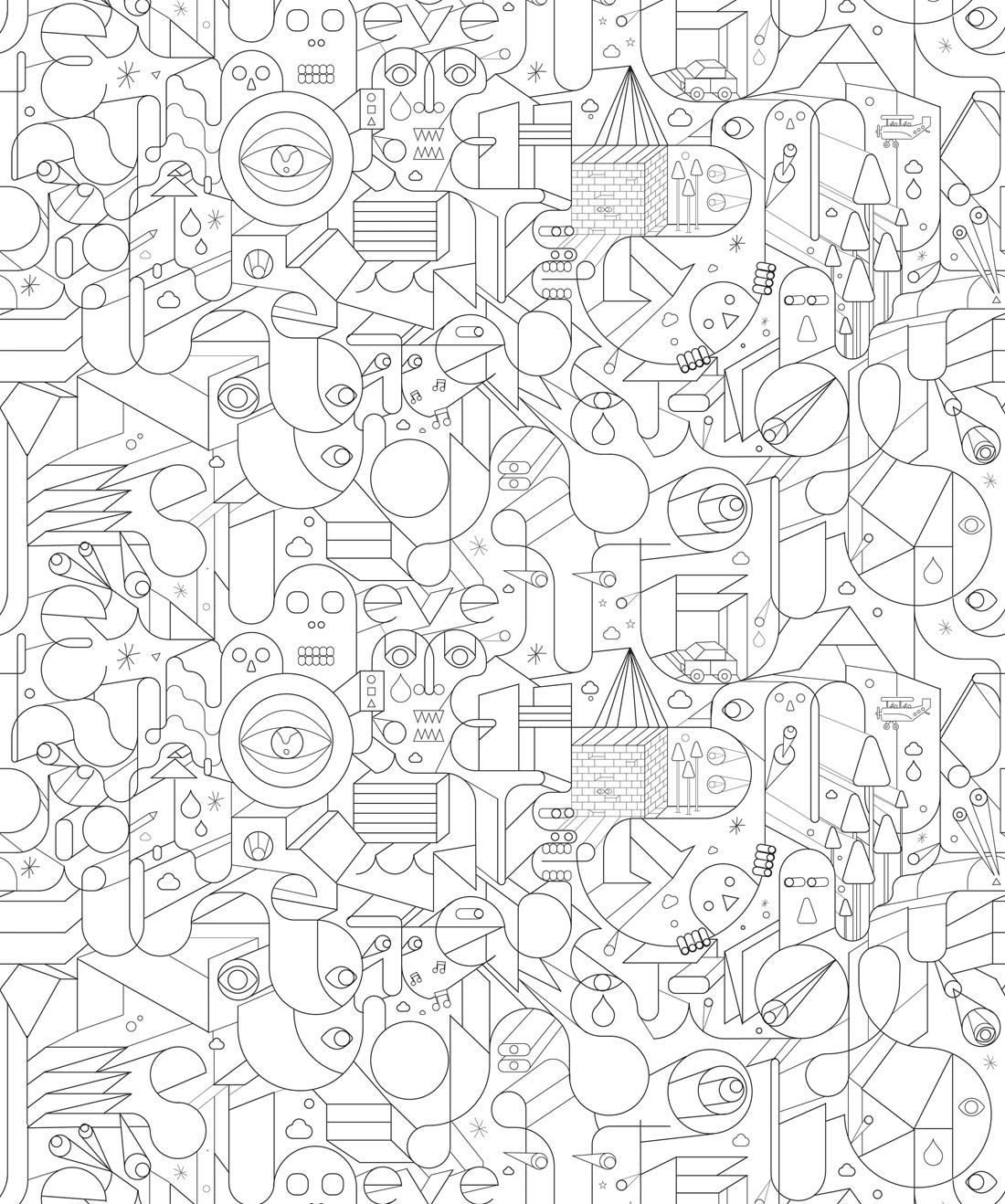 Tipografia is a surreal line drawing wallpaper