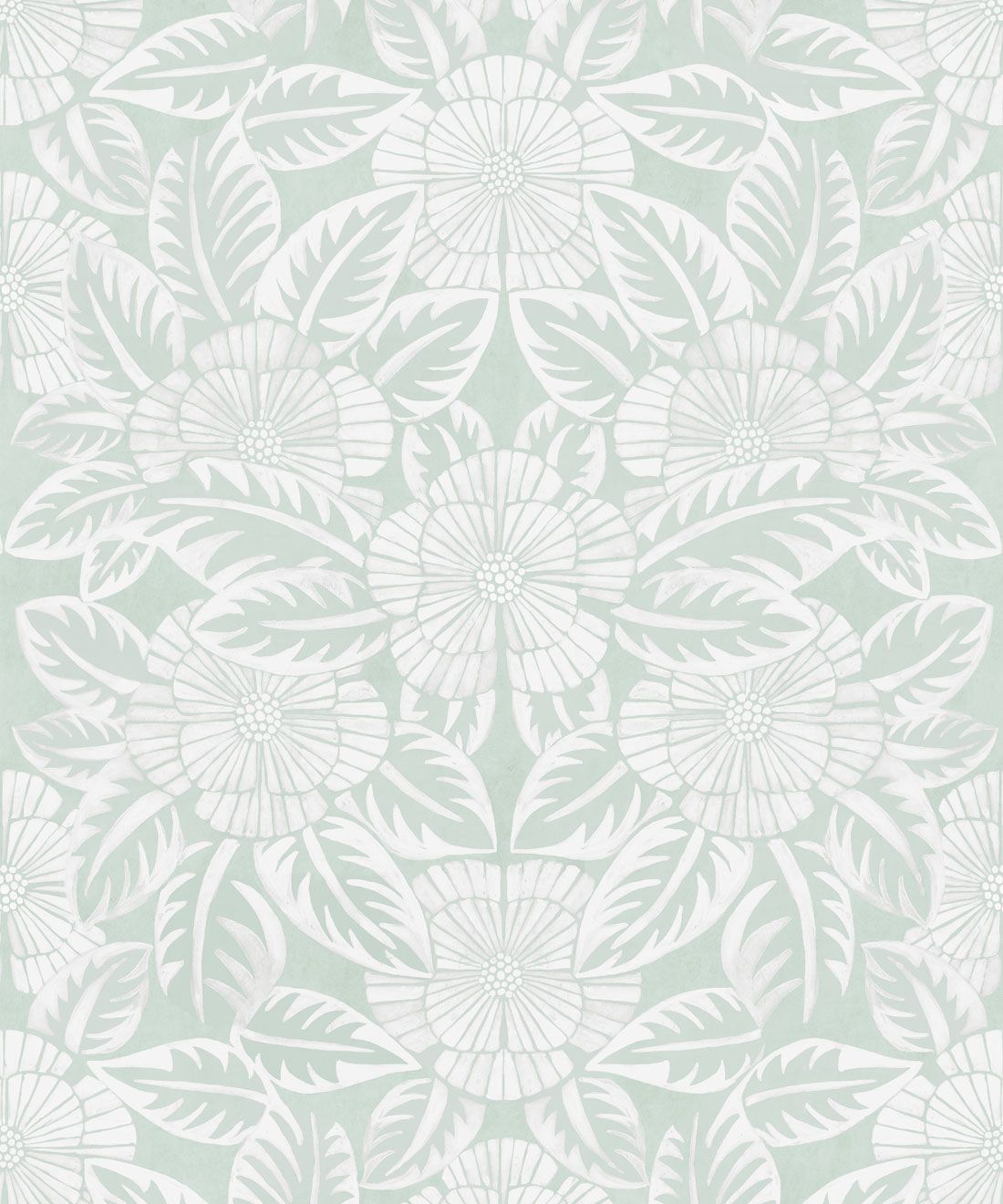 Calcutta Wallpaper • Flower and Leaf Motif Design • Ethnic Wallpaper • Aqua Wallpaper • Swatch