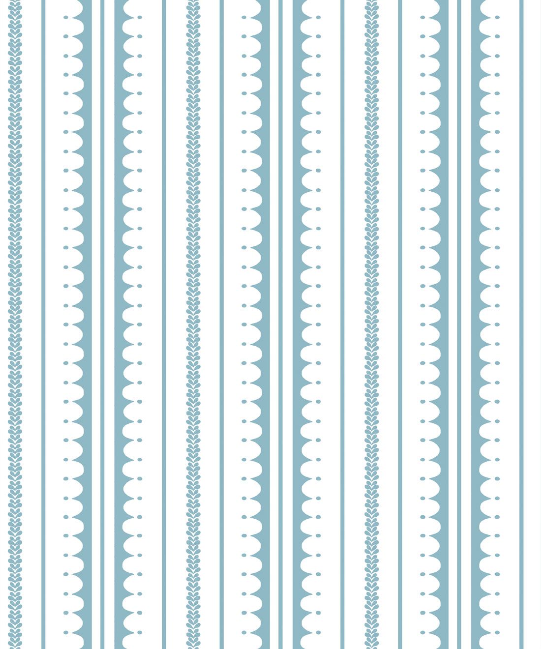 La Grand Coquille • Stripe and Scallop Wallpaper • Powder Blue • Swatch