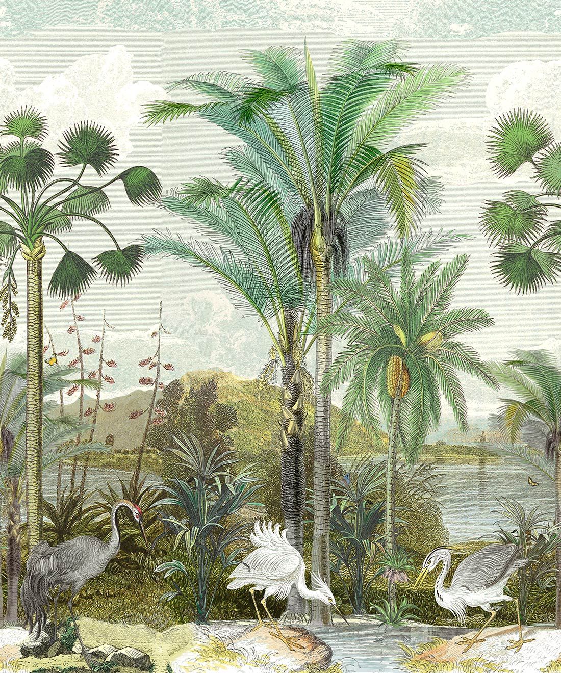South Asian Wallpaper Mural •Bethany Linz • Palm Tree Mural • Blue • Swatch