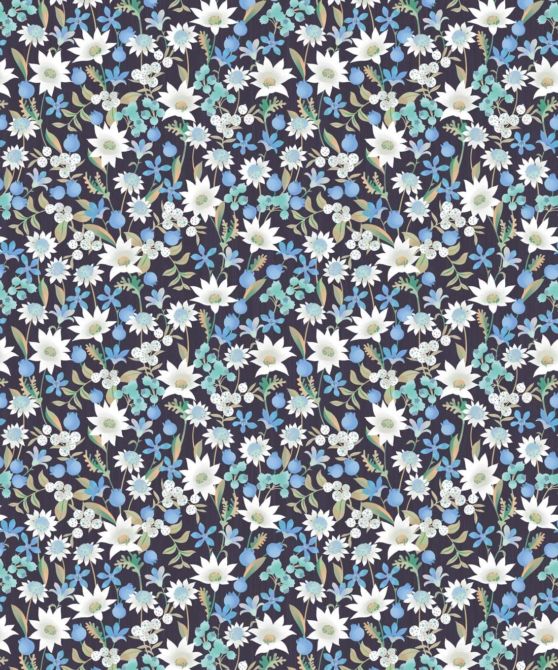 Flannel Flowers Wallpaper • Blue Wallpaper • Swatch