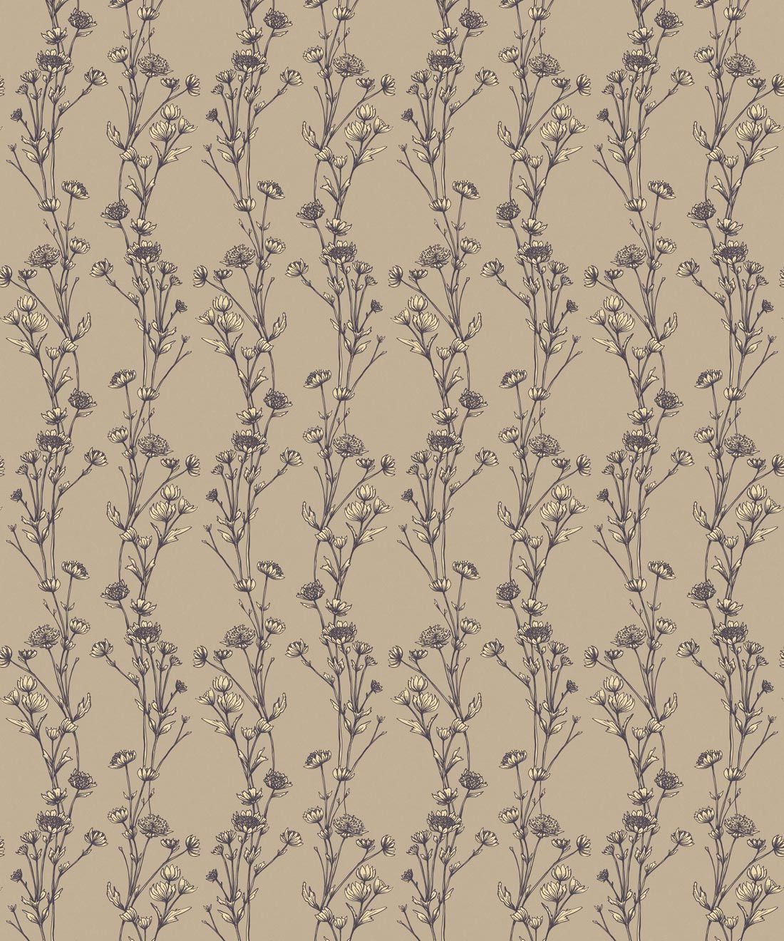 Astrantia Wallpaper • grandmillenial flower • Hackney & Co. • Sand • Swatch