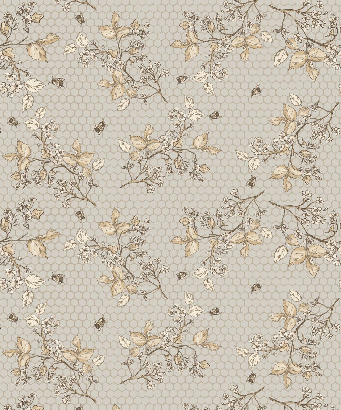 Bee Blossom Wallpaper • Hackney & Co. • Dusty • Swatch