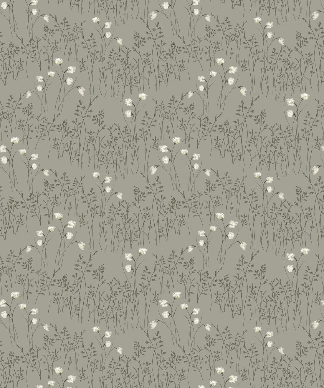 Cotton Grass Wallpaper • flowing grassland • Hackney & Co. • Moss Green • Swatch