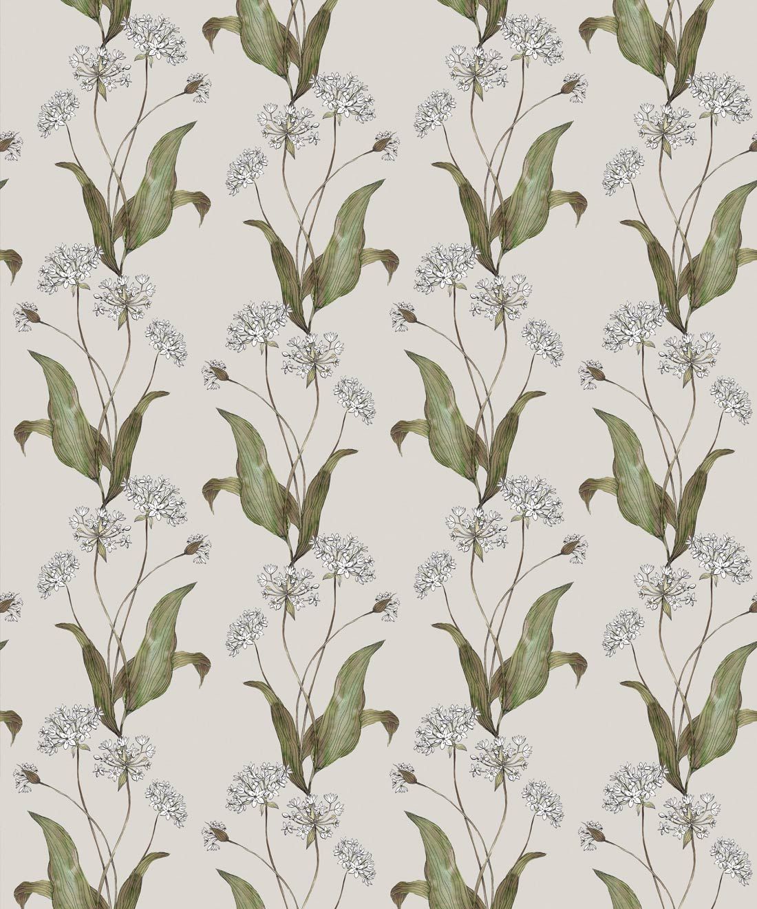 Wild Garlic Wallpaper • Hackney & Co. • Light Stone • Swatch