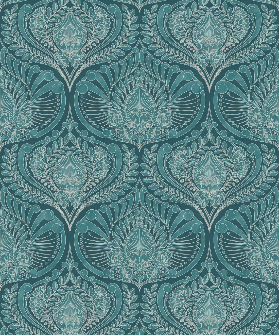 Baroque Fusion Wallpaper • Ornate Luxurious • Teal • Swatch