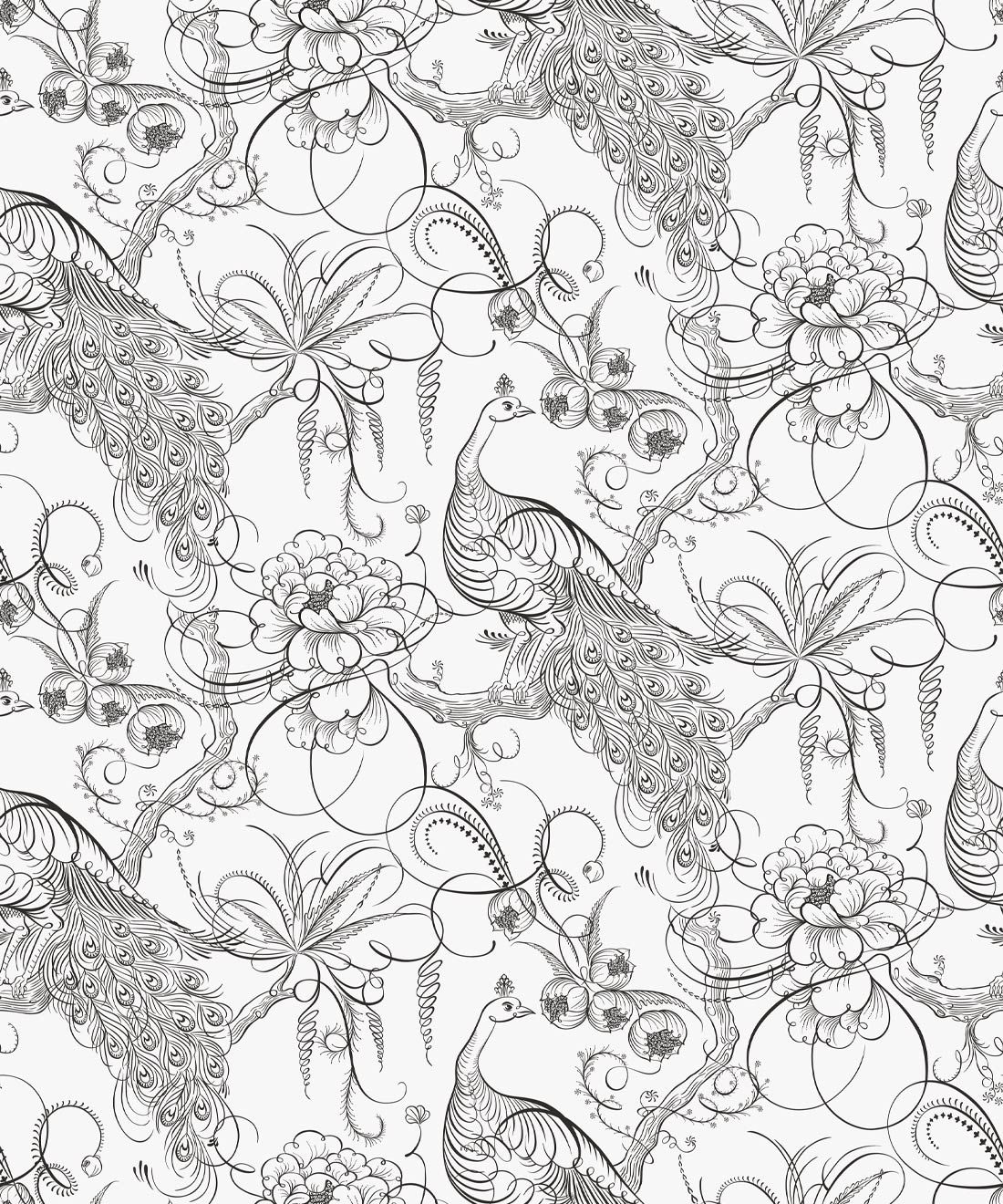 Paradise Wallpaper • Bird Wallpaper • Ink • Swatch