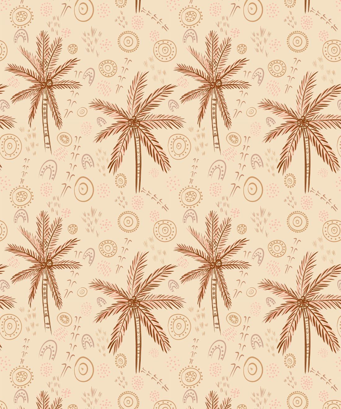 People On Country Wallpaper • Trees • Cream • Swatch